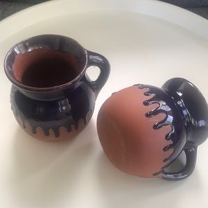 2 Hand made coffee cups mugs Mexican pottery